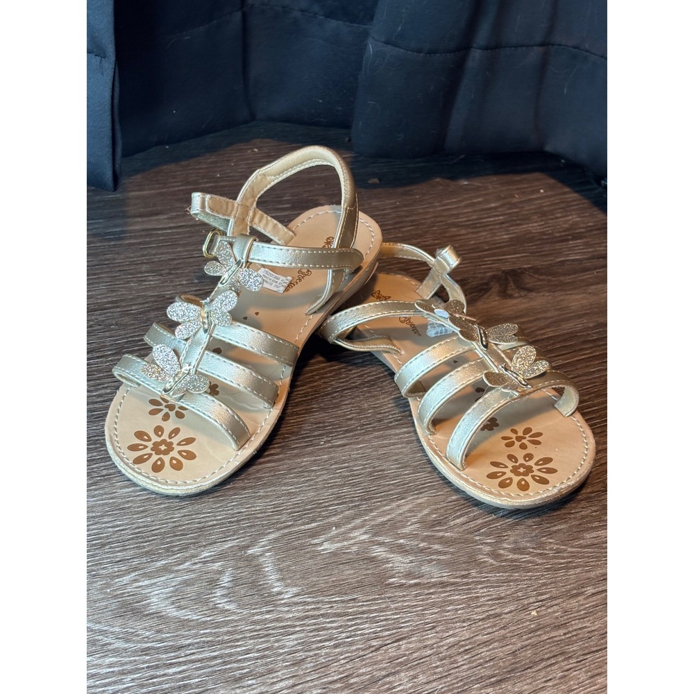 Self Esteem Girls Gold Glitter Butterfly Gladiator Sandals Size 11 LF88964
